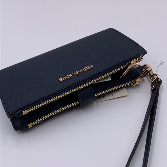 MICHAEL KORS LG DOUBLE ZIP WRISTLET NAVY - Picture 16 of 16